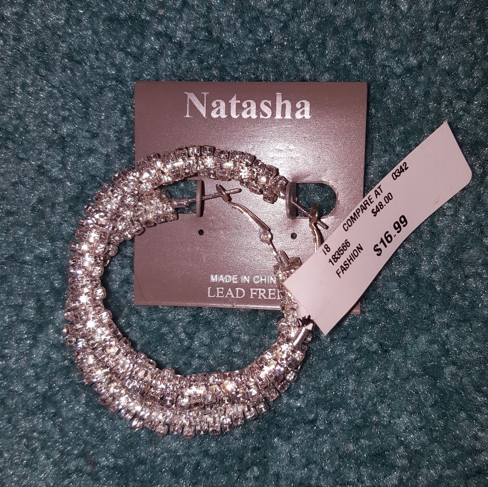 Sparkly silver hoop earrings